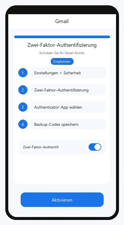 Gmail interface: enable two-factor authentication