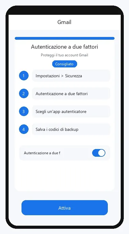 Gmail interface: enable two-factor authentication