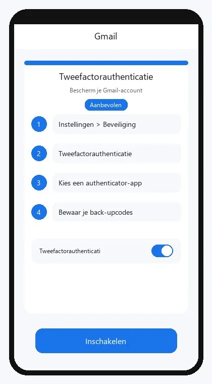 Gmail interface: enable two-factor authentication