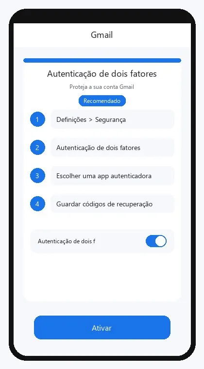 Gmail interface: enable two-factor authentication