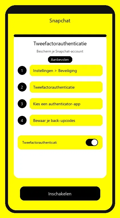 Snapchat interface: enable two-factor authentication