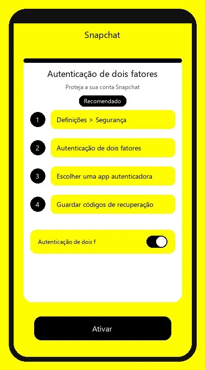 Snapchat interface: enable two-factor authentication