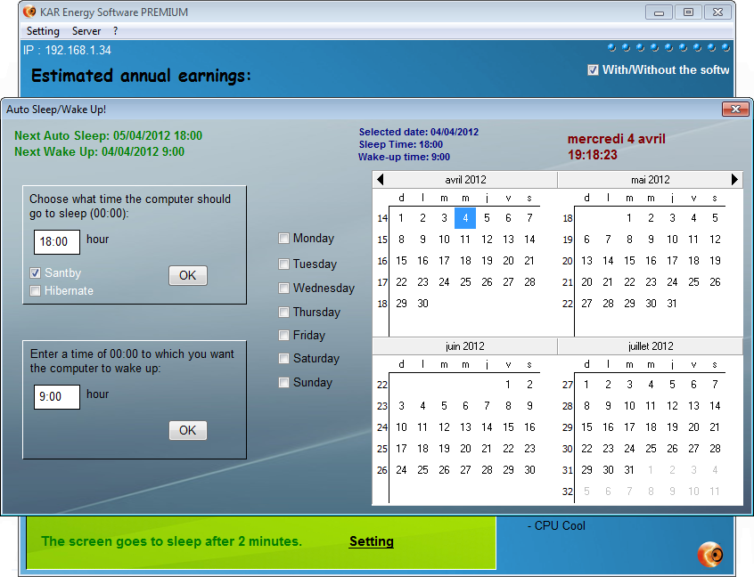 KAR Energy Software 日历